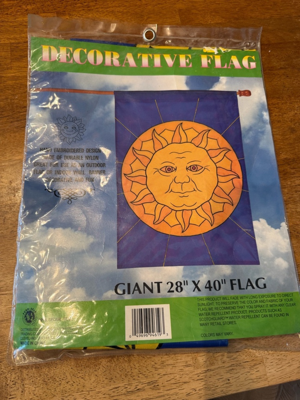 Decorative Sun Face Flag - Blue and Orange